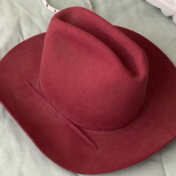 Vintage American Hat Co. Merlot Long Oval Western Hat Maxi Felt Pure Wool Size 7 - Picture 1 of 11